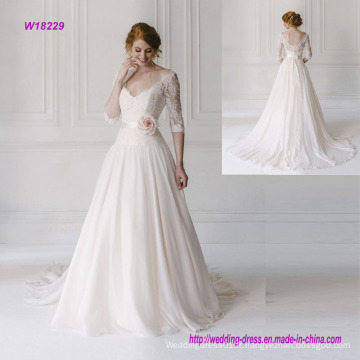 Robe de mariée en dentelle à col en V